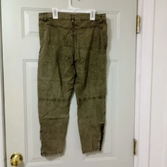 Ecote 100% Cotton Olive Green Cargo Pants With Zippers Size 28 Womens - Picture 6 of 12